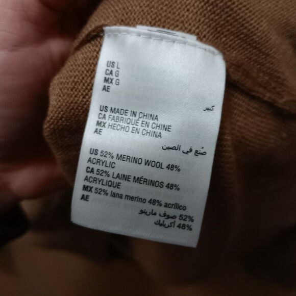 Club Room Sweater Mens Large Italian Spun Merino Wool Blend V-Neck Brown NEW - Picture 4 of 5